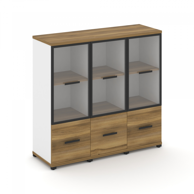 Concept Шкаф 3 узкие секции, 3 ниши CN.STU-332 RPB B Сандал Янтарный/Белый Бриллиант/Металл Черный/П