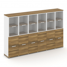 Concept Шкаф 6 узких секций, 4 ниши CN.STU-462 RPW W Сандал Янтарный/Белый Бриллиант/Металл Белый/Пр