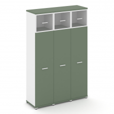 Concept Шкаф 3 узкие секции, 5 ниш CN.STU-537 RPW W Кобо/Белый Бриллиант/Металл Белый/Прозрачный 125