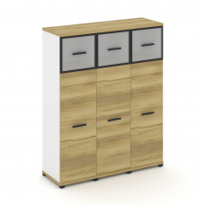 Concept Шкаф 3 узкие секции, 4 ниши CN.STU-434 RMB B Дуб Винченцо/Белый Бриллиант/Металл Черный/Сати