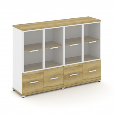 Concept Шкаф 2 широкие секции, 3 ниши CN.STS-322 RPW W Дуб Винченцо/Белый Бриллиант/Металл Белый/Про