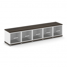 Concept Шкаф 5 узких секций, 1 ниша CN.STU-153 RPW W Дуб Мали/Белый Бриллиант/Металл Белый/Прозрачны