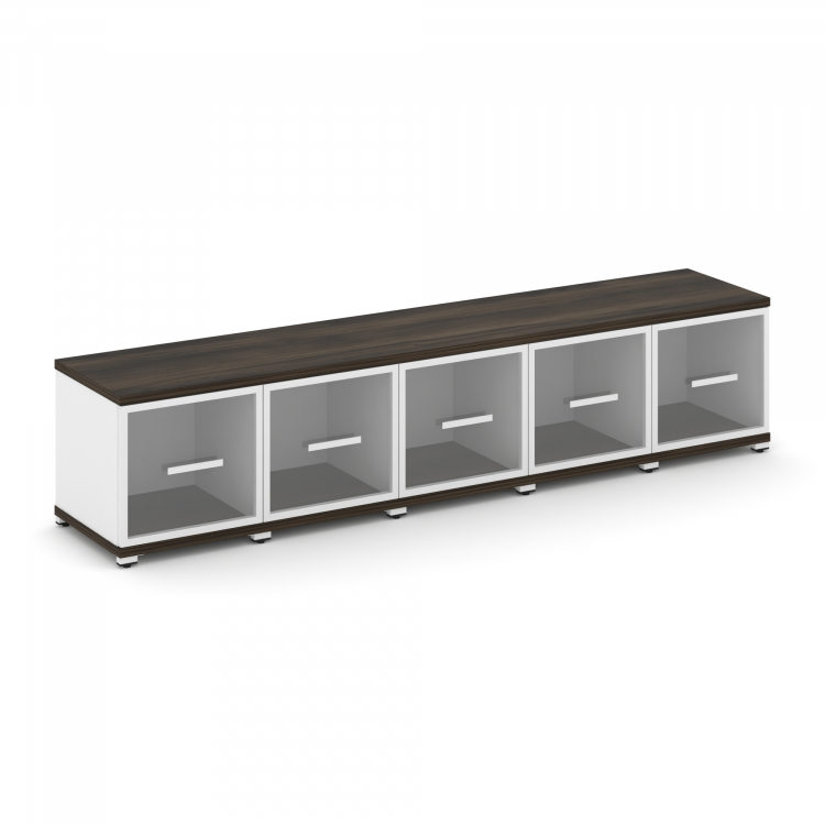 Concept Шкаф 5 узких секций, 1 ниша CN.STU-153 RPW W Дуб Мали/Белый Бриллиант/Металл Белый/Прозрачны