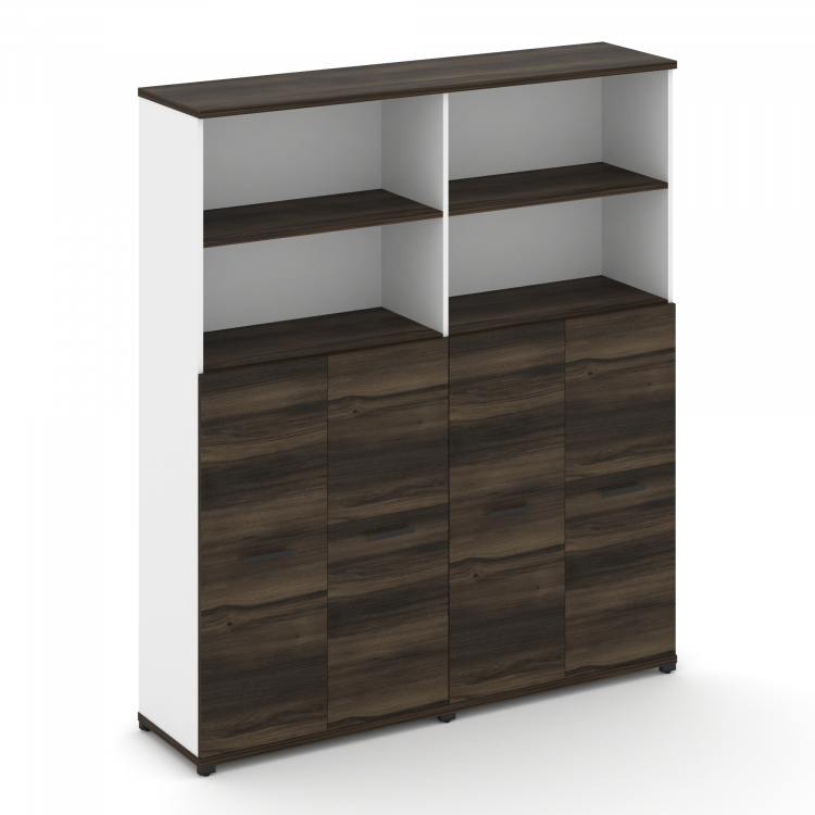 Concept Шкаф 2 широкие секции, 5 ниш CN.STS-524 B Дуб Мали/Белый Бриллиант/Металл Черный 1668*420*19