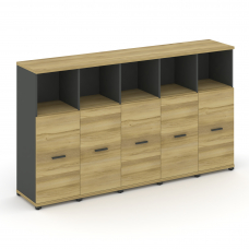 Concept Шкаф 5 узких секций, 3 ниши CN.STU-353 A Дуб Винченцо/Антрацит/Металл Антрацит 2084*420*1186