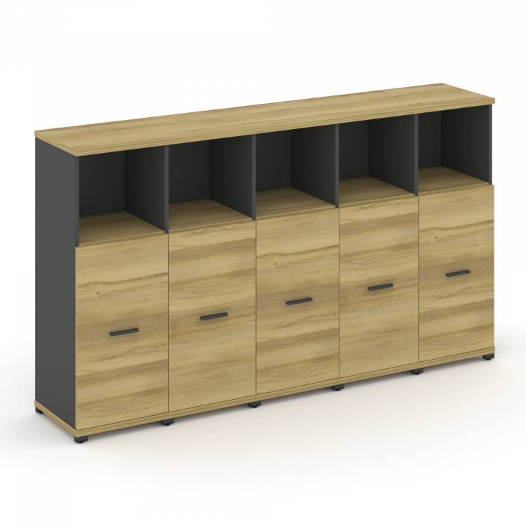 Concept Шкаф 5 узких секций, 3 ниши CN.STU-353 A Дуб Винченцо/Антрацит/Металл Антрацит 2084*420*1186