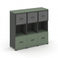 Concept Шкаф 3 узкие секции, 3 ниши CN.STU-335 RPB A Кобо/Антрацит/Металл Антрацит/Прозрачный 1252*4