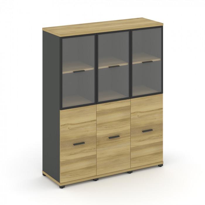Concept Шкаф 3 узкие секции, 4 ниши CN.STU-432 RPB A Дуб Винченцо/Антрацит/Металл Антрацит/Прозрачны