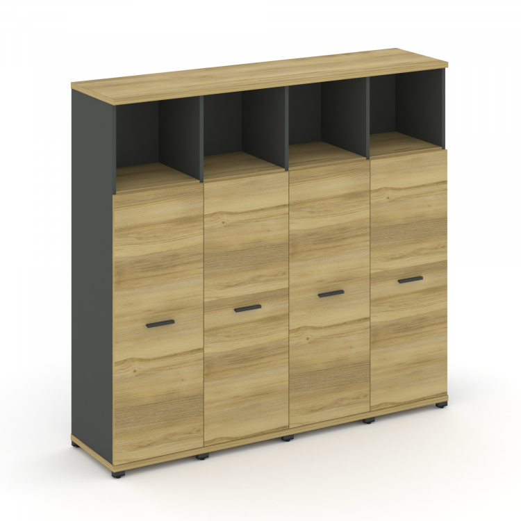 Concept Шкаф 4 узкие секции, 4 ниши CN.STU-443 A Дуб Винченцо/Антрацит/Металл Антрацит 1668*420*155