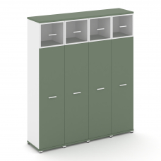 Concept Шкаф 4 узкие секции, 5 ниш CN.STU-547 RPW W Кобо/Белый Бриллиант/Металл Белый/Прозрачный 166