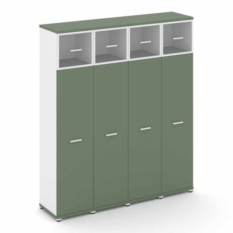 Concept Шкаф 4 узкие секции, 5 ниш CN.STU-547 RPW W Кобо/Белый Бриллиант/Металл Белый/Прозрачный 166