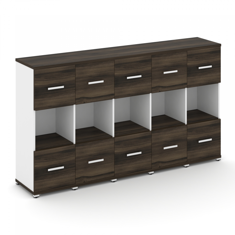 Concept Шкаф 5 узких секций, 3 ниши CN.STU-355 W Дуб Мали/Белый Бриллиант/Металл Белый 2084*420*1186