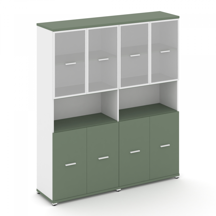 Concept Шкаф 2 широкие секции, 5 ниш CN.STS-523 RMW W Кобо/Белый Бриллиант/Металл Белый/Сатин 1668*4