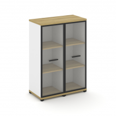 Concept Шкаф 2 узкие секции, 3 ниши CN.STU-326 RPB B Дуб Винченцо/Белый Бриллиант/Металл Черный/Проз