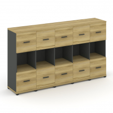 Concept Шкаф 5 узких секций, 3 ниши CN.STU-355 A Дуб Винченцо/Антрацит/Металл Антрацит 2084*420*1186