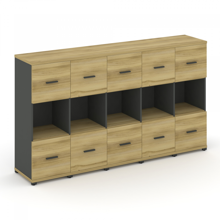 Concept Шкаф 5 узких секций, 3 ниши CN.STU-355 A Дуб Винченцо/Антрацит/Металл Антрацит 2084*420*1186