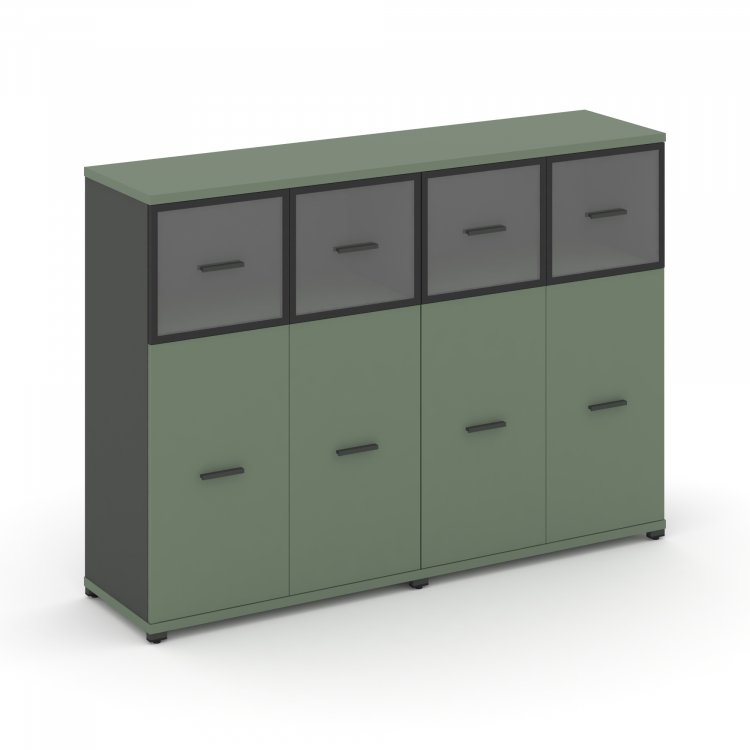 Concept Шкаф 2 широкие секции, 3 ниши CN.STS-324 RPB A Кобо/Антрацит/Металл Антрацит/Прозрачный 1668