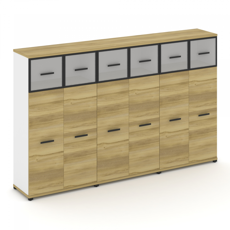 Concept Шкаф 3 широкие секции, 4 ниши CN.STS-434 RMB B Дуб Винченцо/Белый Бриллиант/Металл Черный/Са