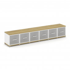 Concept Шкаф 6 узких секций, 1 ниша CN.STU-163 RMW W Дуб Винченцо/Белый Бриллиант/Металл Белый/Сатин