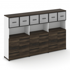 Concept Шкаф 3 широкие секции, 4 ниши CN.STS-435 RMB B Дуб Мали/Белый Бриллиант/Металл Черный/Сатин