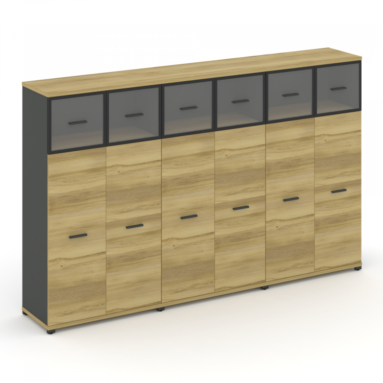 Concept Шкаф 3 широкие секции, 4 ниши CN.STS-434 RPB A Дуб Винченцо/Антрацит/Металл Антрацит/Прозрач