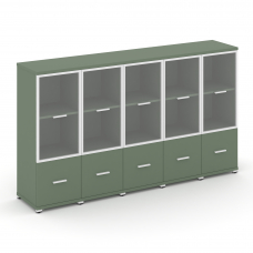 Concept Шкаф 5 узких секций, 3 ниши CN.STU-352 RPW W Кобо/Металл Белый/Прозрачный 2084*420*1186