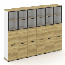 Concept Шкаф 6 узких секций, 5 ниш CN.STU-565 RPB B Дуб Винченцо/Белый Бриллиант/Металл Черный/Прозр