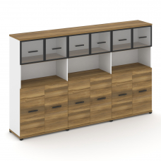 Concept Шкаф 3 широкие секции, 4 ниши CN.STS-435 RPB B Сандал Янтарный/Белый Бриллиант/Металл Черный