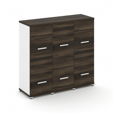 Concept Шкаф 3 узкие секции, 3 ниши CN.STU-332 W Дуб Мали/Белый Бриллиант/Металл Белый 1252*420*1186