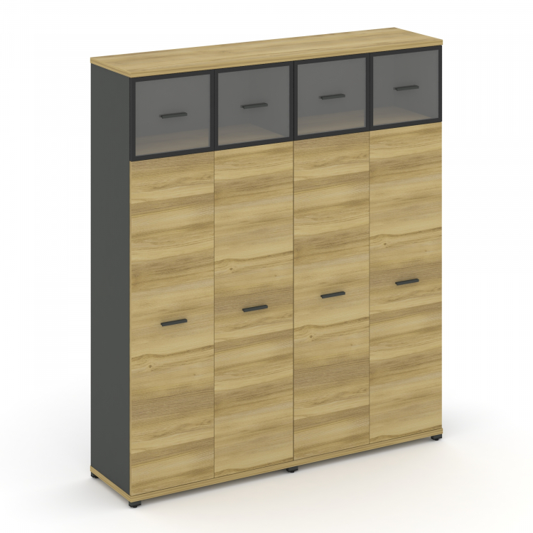 Concept Шкаф 2 широкие секции, 5 ниш CN.STS-527 RPB A Дуб Винченцо/Антрацит/Металл Антрацит/Прозрачн