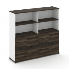 Concept Шкаф 2 широкие секции, 4 ниши CN.STS-421 B Дуб Мали/Белый Бриллиант/Металл Черный 1668*420*1