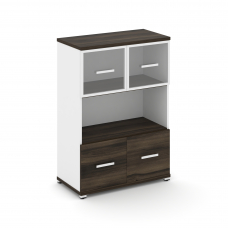 Concept Шкаф 1 широкая секция, 3 ниши CN.STS-315 RPW W Дуб Мали/Белый Бриллиант/Металл Белый/Прозрач