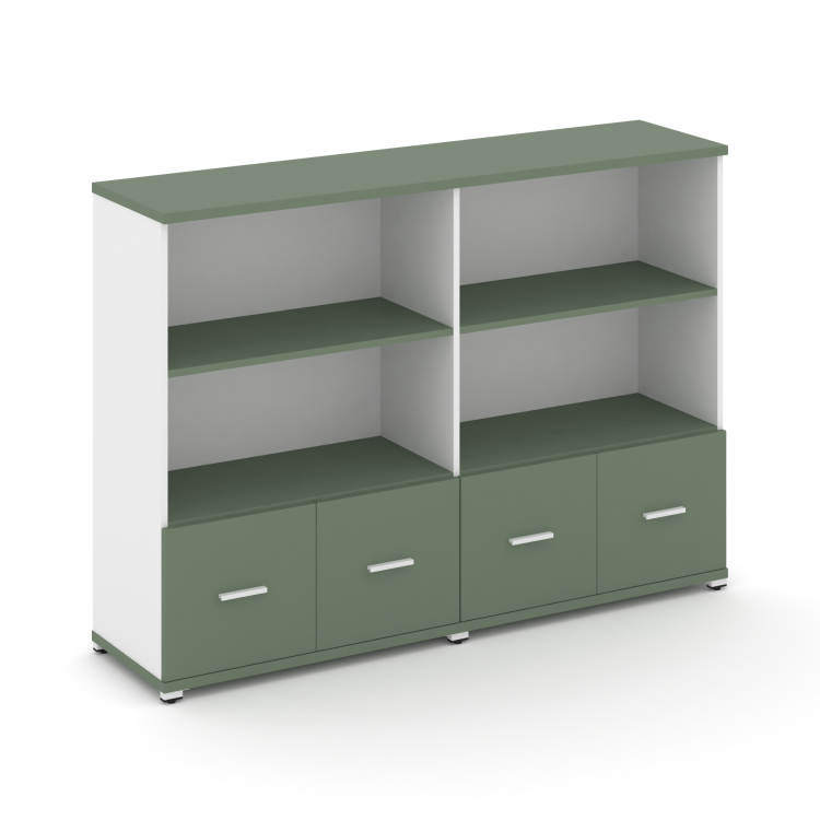 Concept Шкаф 2 широкие секции, 3 ниши CN.STS-321 W Кобо/Белый Бриллиант/Металл Белый 1668*420*1186