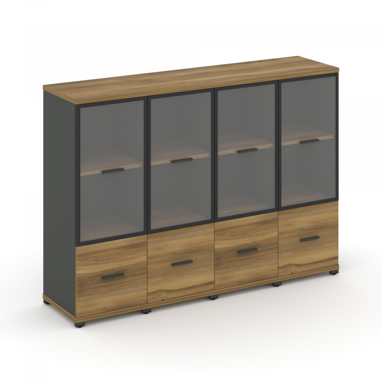 Concept Шкаф 4 узкие секции, 3 ниши CN.STU-342 RPB A Сандал Янтарный/Антрацит/Металл Антрацит/Прозра