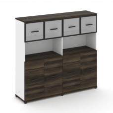 Concept Шкаф 2 широкие секции, 4 ниши CN.STS-425 RMB B Дуб Мали/Белый Бриллиант/Металл Черный/Сатин