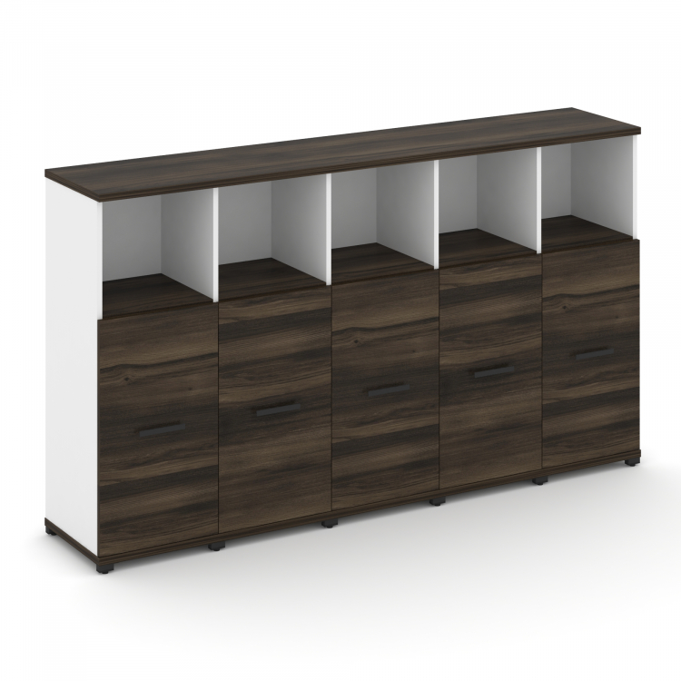 Concept Шкаф 5 узких секций, 3 ниши CN.STU-353 B Дуб Мали/Белый Бриллиант/Металл Черный 2084*420*118