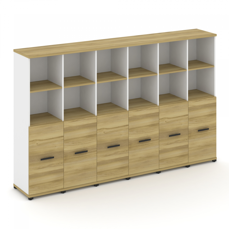 Concept Шкаф 6 узких секций, 4 ниши CN.STU-461 B Дуб Винченцо/Белый Бриллиант/Металл Черный 2500*420