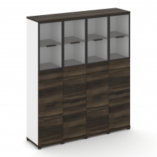 Concept Шкаф 4 узкие секции, 5 ниш CN.STU-545 RPB B Дуб Мали/Белый Бриллиант/Металл Черный/Прозрачны