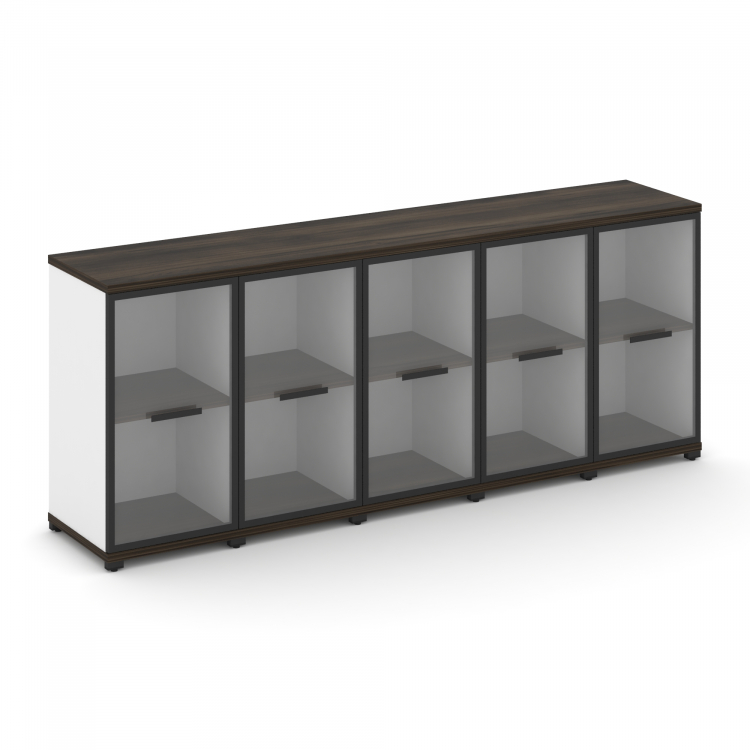 Concept Шкаф 5 узких секций, 2 ниши CN.STU-253 RPB B Дуб Мали/Белый Бриллиант/Металл Черный/Прозрачн