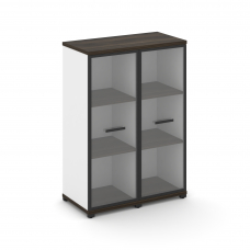 Concept Шкаф 2 узкие секции, 3 ниши CN.STU-326 RPB B Дуб Мали/Белый Бриллиант/Металл Черный/Прозрачн