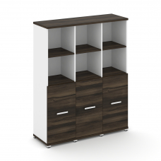 Concept Шкаф 3 узкие секции, 4 ниши CN.STU-431 W Дуб Мали/Белый Бриллиант/Металл Белый 1252*420*1554