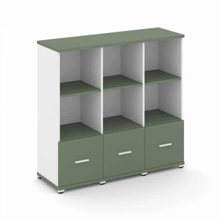 Concept Шкаф 3 узкие секции, 3 ниши CN.STU-331 W Кобо/Белый Бриллиант/Металл Белый 1252*420*1186