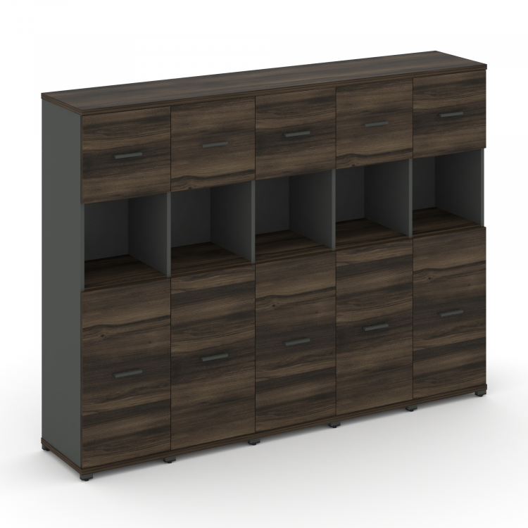 Concept Шкаф 5 узких секций, 4 ниши CN.STU-455 A Дуб Мали/Антрацит/Металл Антрацит 2084*420*1554