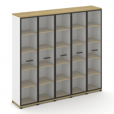 Concept Шкаф 5 узких секций, 5 ниш CN.STU-558 RPB B Дуб Винченцо/Белый Бриллиант/Металл Черный/Прозр