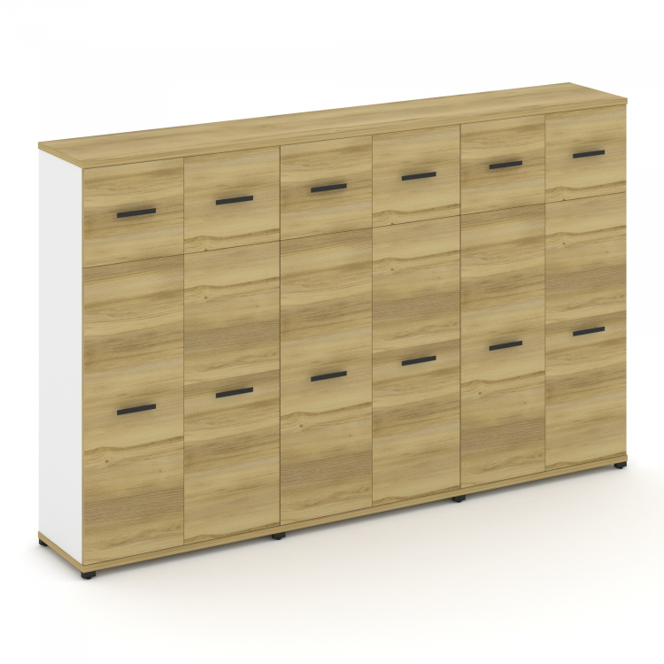 Concept Шкаф 3 широкие секции, 4 ниши CN.STS-434 B Дуб Винченцо/Белый Бриллиант/Металл Черный 2500*4