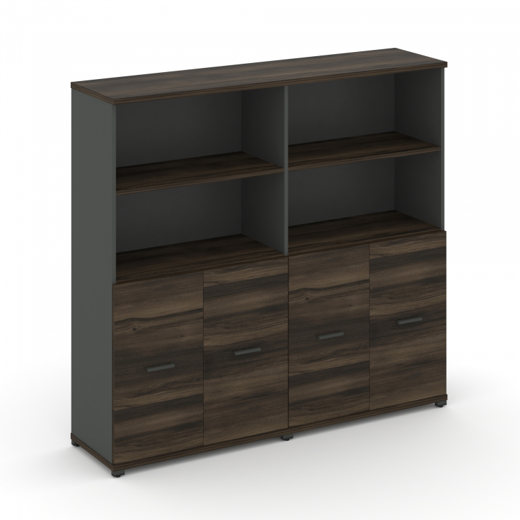 Concept Шкаф 2 широкие секции, 4 ниши CN.STS-421 A Дуб Мали/Антрацит/Металл Антрацит 1668*420*1554