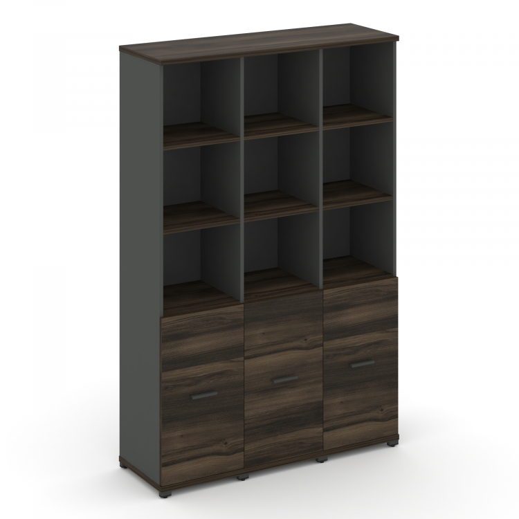 Concept Шкаф 3 узкие секции, 5 ниш CN.STU-531 A Дуб Мали/Антрацит/Металл Антрацит 1252*420*1922