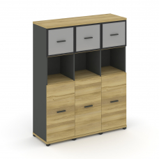 Concept Шкаф 3 узкие секции, 4 ниши CN.STU-435 RMB A Дуб Винченцо/Антрацит/Металл Антрацит/Сатин 125