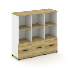 Concept Шкаф 3 узкие секции, 3 ниши CN.STU-331 B Дуб Винченцо/Белый Бриллиант/Металл Черный 1252*420