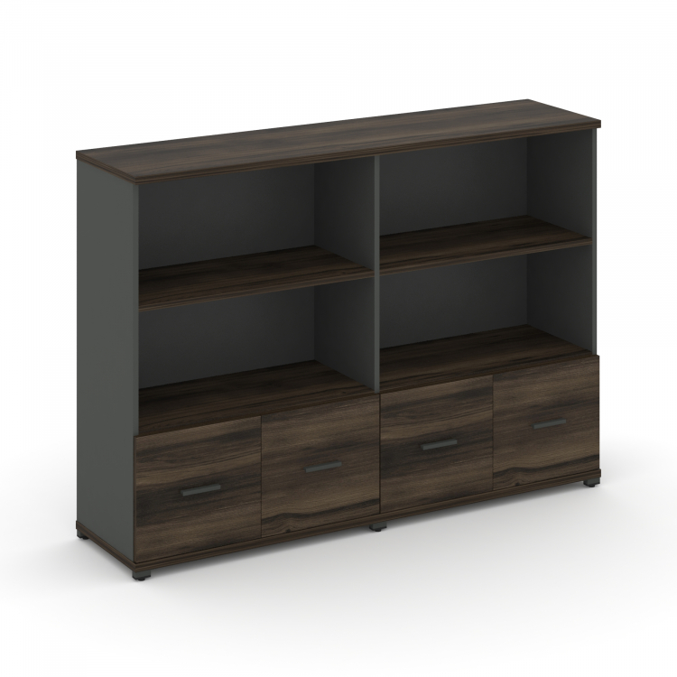 Concept Шкаф 2 широкие секции, 3 ниши CN.STS-321 A Дуб Мали/Антрацит/Металл Антрацит 1668*420*1186